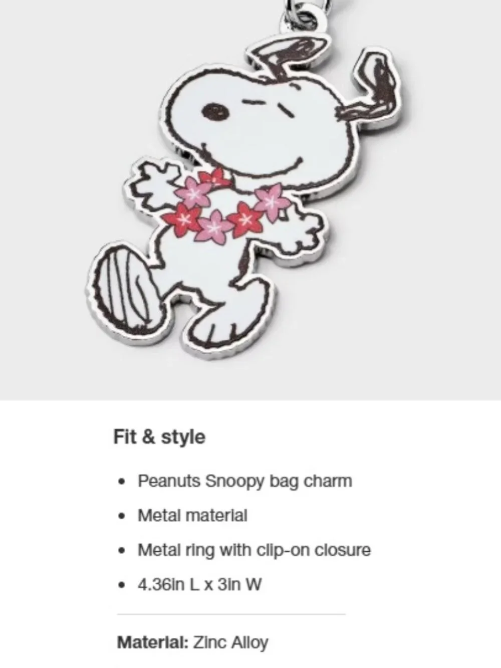 Snoopy Flowers Bag Charm Keychain NEW